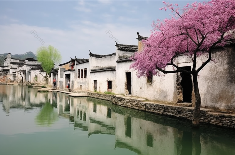 农村河边的农村房屋景色,高清,摄影图,摄影图片,图片大全,摄影图免费下载